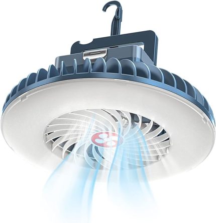 Fan LED Kamp Lambası USB Şarj Edilebilir Kamp Fan Işıklı Çadır Lambası Fener Powerbank Açık Kamp Aksesuarları