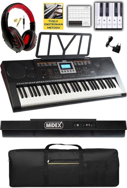 PS-3500K Tuş Hassasiyetli 61 Tuşlu Org (Çanta Kulaklık Notalık Adaptör)