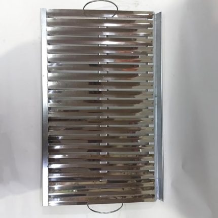 Köfteci Tip Mangal Izgarası Oluklu Üst Paneli Paslanmaz Çelik Saç Mangal Izgarası 56x35cm Üst Panel