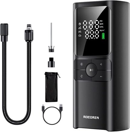 150PSI 4000mAh Şarjlı Taşınabilir Hava Pompası Araç Lastik, Bisiklet, Top Şişirme (Powerbank+Led Lamba+Lcd Ekran)