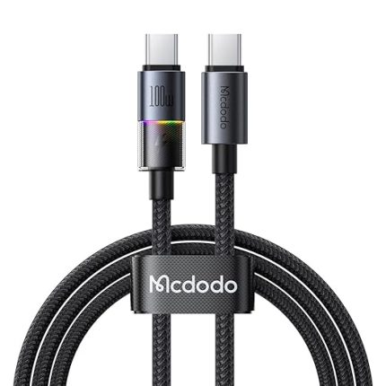 CA-8200 Type-c To Type-c 100W 7 Renkli LED Işıklı Şarj Data Kablosu