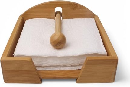 Bambu Lüks Peçetelik Kare, Rüzgar Koruma Aparatlı Doğal Bambu Peçetelik – Şık ve Dayanıklı Tasarım (18cm x 18cm x 5cm)