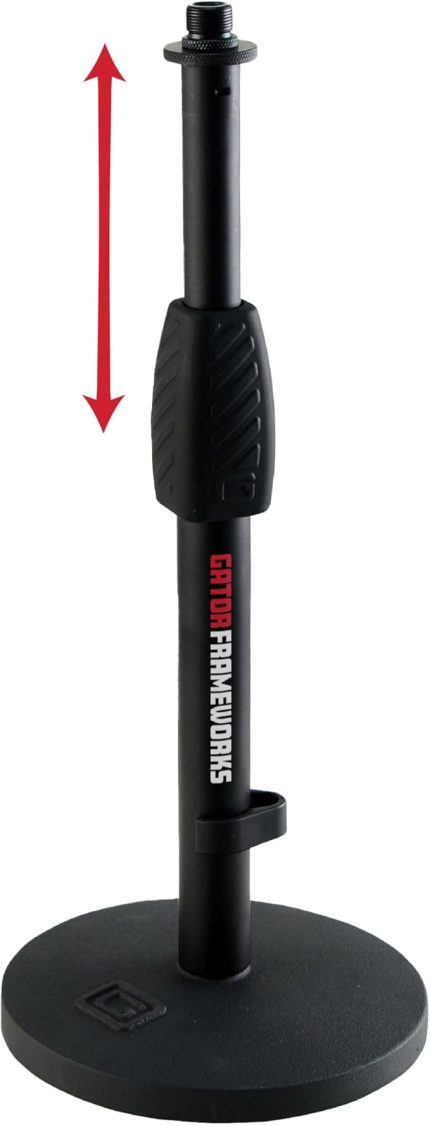 Frameworks Gfw-Mic-0601 Mikrofon Standı, Çalışma Masası için, Yuvarlak Taban Ve Döner Kilit, Siyah