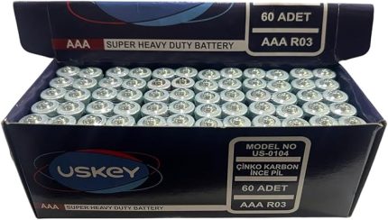 Uskey AAA Pil 60'lı Paket İnce Kalem Pil, Kumanda Pili
