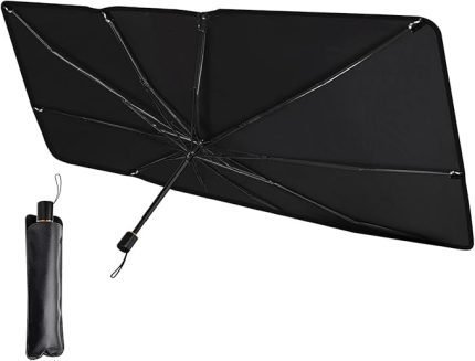 Ön Cam Güneşlik Şemsiye - Tüm Arabalarla Uyumlu Boyut, UV Güneş Işığı Tam Yansıtma Kapasitesi, Pratik Kullanım, Kılıflı Şık Tasarım, Araç İçi Katlanabilir Yüksek Yalıtımlı Güneşlik Şemsiye