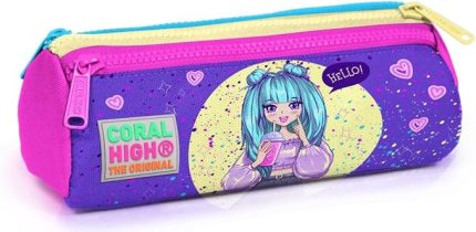 High Mor Anime Üç Gözlü Kalemlik Kalem Çantası - Kız Çocuk