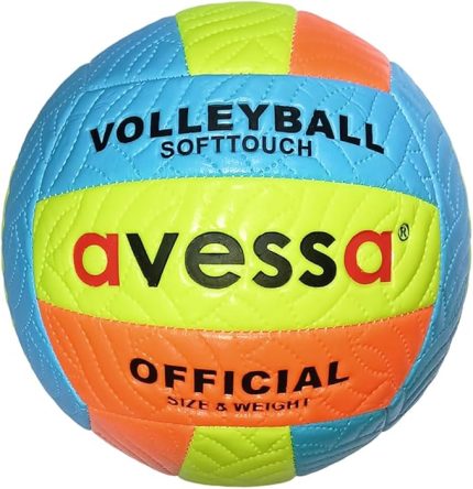 Voleybol Topu, Soft Suni Deri, Dikişli, 275 gr, Sarı-Mavi-Turuncu, VLM-700