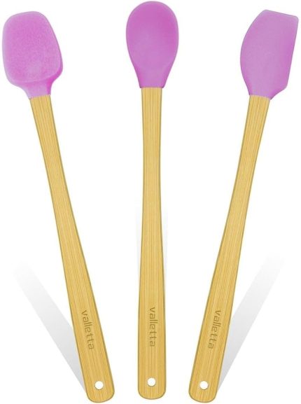 Indigo 3'Lü Pembe Bambu Silikon Spatula Seti Uzun 26 Cm Vlt1508