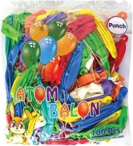 Ticaret İpli Zıpzıp Balon - 100'lü Lastikli Punch Panç Büyük Boy Renkli