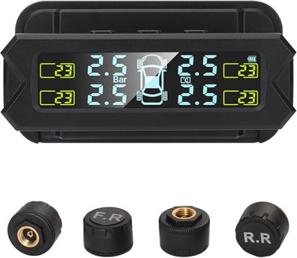 Basıncı İzleme Sistemi, 5 Alarm Modlu Kablosuz Güneş Enerjisi TPMS, Otomatik Arkadan Aydınlatmalı LCD Ekran, 4 Sensör 0-81 PSI