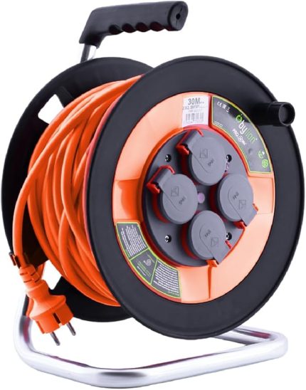 IP44 Plastik Makaralı Kapaklı 4 Prizli Uzatma Kablosu 3x2.5 mm 30 Metre CCA Kablo