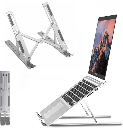 Metal Laptop Tablet iPad Dizüstü Bilgisayar Standı 7-17.3 inç Tüm Cihazlar için 7 Seviye Yükseklik Ayarı Taşınabilir Kaymaz Laptop Yükseltici Havalandırmalı Soğutma Katlanabilir Masaüstü Standı