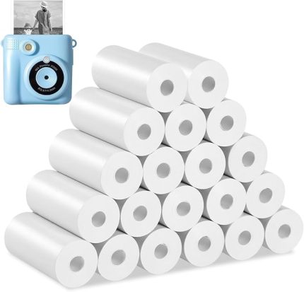 20 rulo termal kağıt 57 x 30 mm, yazdırılabilir mini termal kağıt, çocuklar için anlık kamera, anında baskı termal kağıt ruloları için kamera dolum baskı kağıdı