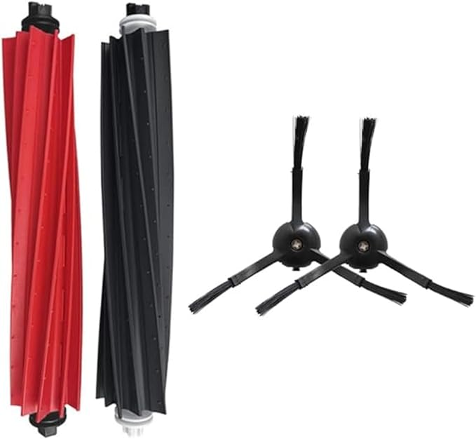 ile Uyumlu S8, S8 Plus, S8 Pro Ultra Robot Süpürge Yedek Parça Yenileme Seti-S8, S8 Plus, S8 Pro Ultra için 1 Set Silikonlu Ana Fırça,2 Adet Yan Fırça Yedek Seti-Siyah 4 Parça