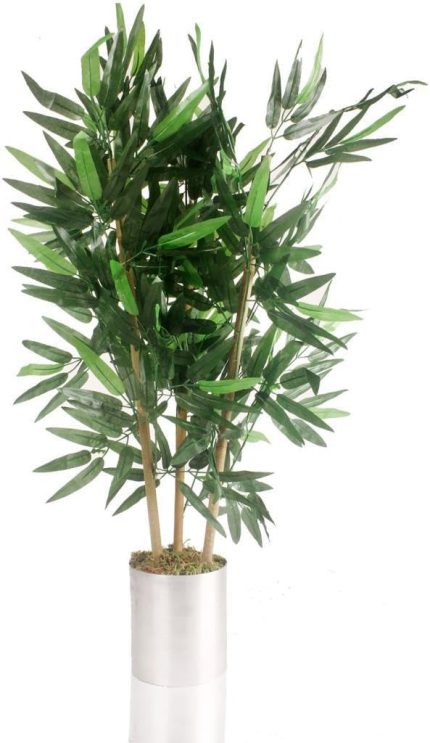 Çiçek Yapay Bambu Ağacı Paslanmaz Aleminyum Saksılı 80cm