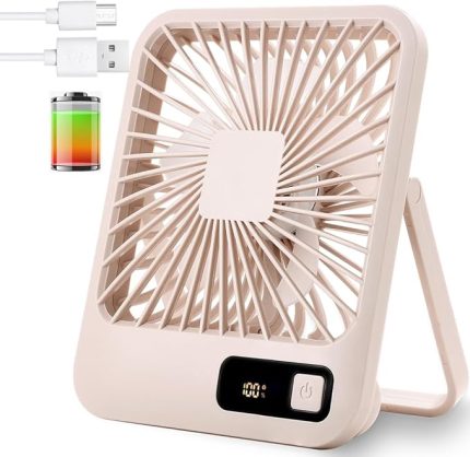 Masa Fanı, Taşınabilir USB Şarj Edilebilir, 2000mAh Pil ve LCD Ekranlı Eğilebilir Katlanabilir Kişisel Mini Fan, Güçlü Rüzgar, Ultra Sessiz, Ofis, Ev, Kamp için 5 Hız Modu