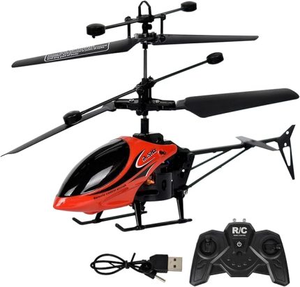 RC-Helikopter 2 Kanal Uzaktan Kumandalı-Jyro Işıklı Helikopter-Helikopter veya & Yetişkinler İçin Kapalı Mikro RC-helikopter Oyuncak Kırmızı