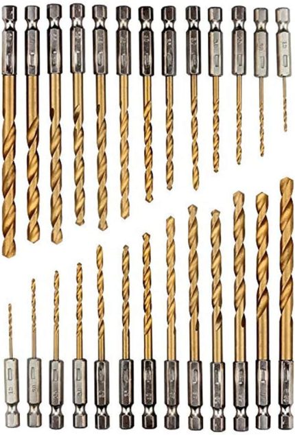 26 parçalı titanyum matkap seti, altıgen şaft, hızlı matkap ucu, 1,5-6,5 mm yüksek hızlı çelik, titanyum kaplamalı HSS matkap seti, hızlı değiştirme, 1/4" altıgen şaft