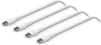Boost Charge Örgülü USB-C, Hızlı Şarj Cihazı, USB-C Şarj Kablosu, iPhone 16, 15, Samsung Galaxy S24, S23, Pixel, iPad, MacBook, Nintendo ve Daha Fazlası için, 1 Metre, 2'li Paket, Beyaz