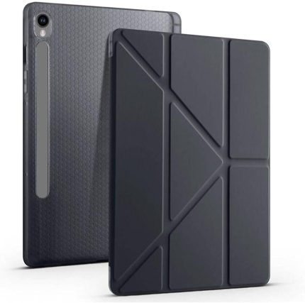 Tab S10 Lite/S10 Fe/S9 FE 10,9 SM-510 SM-710 Sm-X520 için Uyumlu Kılıf Tri Folding Kalem Bölmeli Standlı Kabak (Siyah)