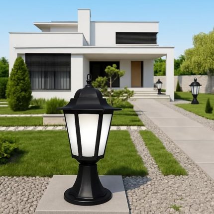 Klas Set Üstü Bahçe Aydınlatma | 42 cm Siyah Dış Mekan Aplik Yol Lambası | IP54 E27 Duylu Direk Tipi Bahçe Lambası (1 Adet)