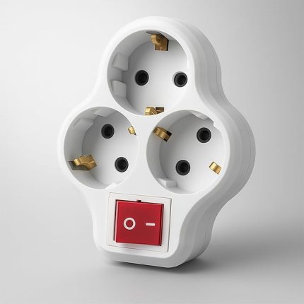 Beyaz Grup Priz Golyat Düğmeli Fiş Kablosuz Açma Kapamalı Anahtarlı Topraklı Çoklu Çoğaltıcı