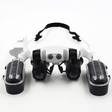 LED Işıklı Kafa Bandı Büyüteç 4 Değiştirilebilir Lens 10X 15X 20X 25X Takı Tanımlama Saat Elektronik Onarım Tıbbi Laboratuvar Çalışması UC46