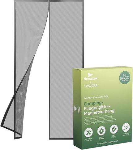 - Sineklik, karavan kapısı için, 60 x 180 cm, yüksek kaliteli sineklik, kapı mıknatısı, karavan, balkon kapısı için, güçlü mıknatıslara sahip siyah böcek koruması