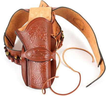 CAKA Batı Kovboy Tabanca Kılıfı, Deri, Özelleştirilmiş Kemer, 35-45 Kalibre Uyumlu, 20 Mermi Kapasiteli