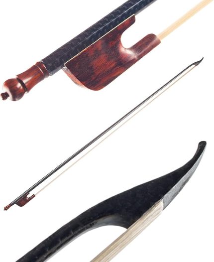 4/4 Keman Keman Yayı Barok Tarzı Karbon Fiber Kaplama Yuvarlak Çubuk Abanoz Beyaz At Kılı İyi Dengelenmiş