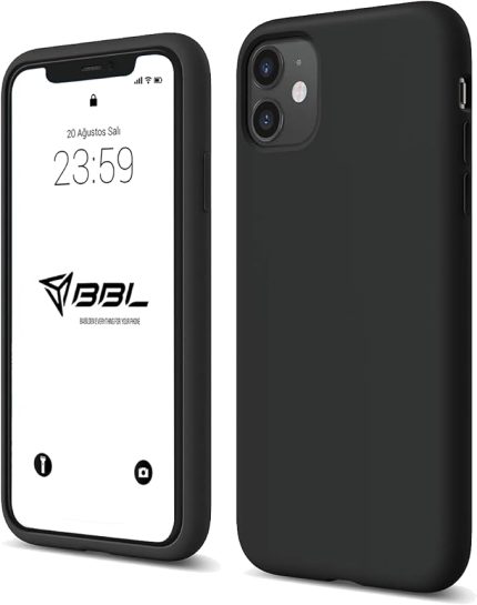 iPhone Kılıf İnce Sıvı Silikon 3 Katmanlı Tam Kaplamalı Yumuşak Jel Kauçuk Kılıf Kapak (Siyah, iPhone 11)