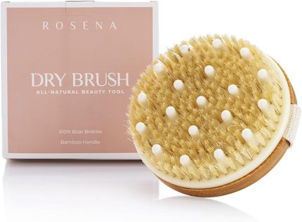 Kuru ciltler için vücut fırçası, lenf drenajı ve selülit tedavisi, organik spa peeling ve masaj fırçası, doğal yaban domuzu kılları ile