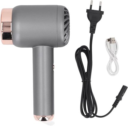 Performanslı İyon Kablosuz Saç Kurutma Makinesi, Taşınabilir, Hafif Hızlı Kuruma, Kamp, Plaj, Çocuklar için, Gümüş Gri (Koyu Gri)
