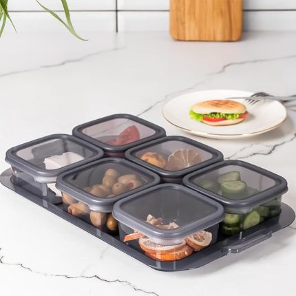 2043 Tepsili Kahvaltılık Kapaklı Kahvaltılık 6 Bölmeli Sızdırmaz Kapaklı Bölmeli Füme