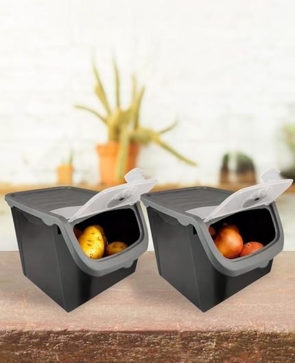 Coral 2'li Soğan Patates Saklama Kabı 12 Litre - Gri