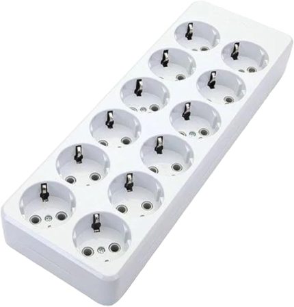 12’li Topraklı Grup Priz – Kablosuz Çoklu Uzatma Prizi, 16A 250V, 2P, Dayanıklı Plastik Gövde, – Model 12100