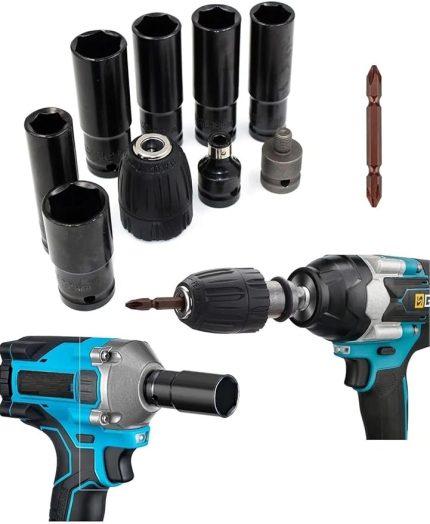 Somun Sökme Sıkma Torklu Makine Için 6Lı Lokma Seti Ve Bits Adaptör 1/2 Hex Ağır Hizmet Lokma Bijon