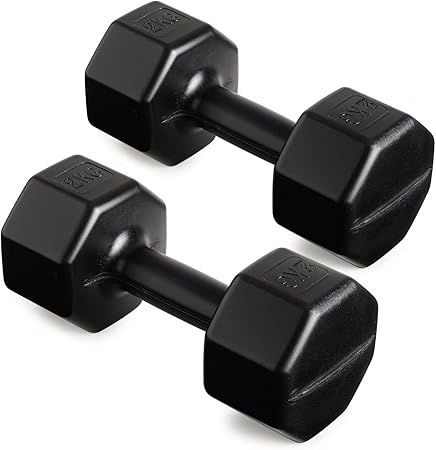 Sports Plastik Dambıl Seti, 2 kg x 2 Adet, Siyah, Çimento Dolgulu - Görsel 3