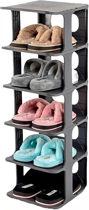Home 5 Katlı Plastik Ayakkabılık Raf, Eklenebilir ve Büyütülebilir Düzenleyici Organizer, Kapı Önü ve Ev İçi Kullanım İçin İdeal, Uzun Ömürlü ve Dayanıklı (Antrasit Gri)