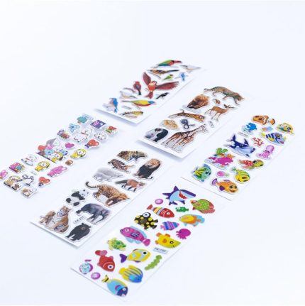 6 Adet Kabartmalı Yapışkan Sticker, Hayvanlar Alemi