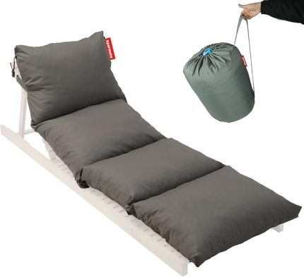 Şezlong Minderi 60x180x12Cm Su İtici,Katlanır,UV Güneş Dayanımı, Fermuar (Antrasit)