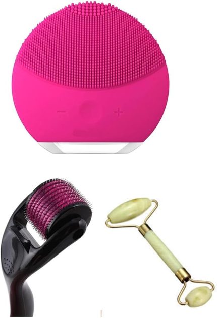 Yüz Temizleme Aleti,dermaroller 540 Iğneli Cilt Yenileme Aleti, Jade Roller 2'li Yeşim Taşı