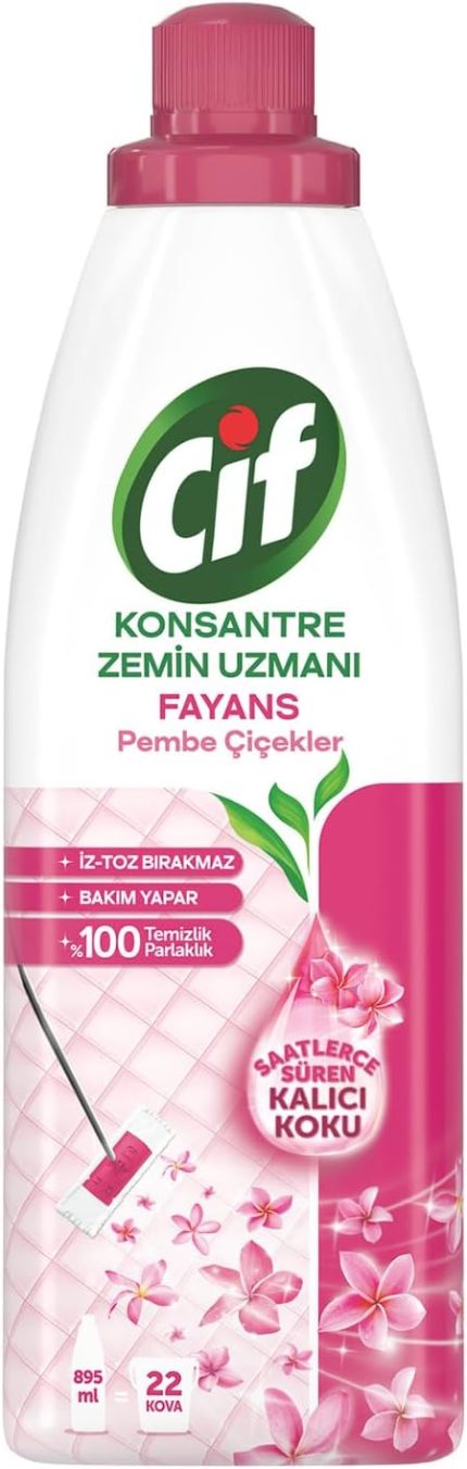 Pembe Çiçekler Konsantre Zemin Uzmanı Fayans Temizleyicisi 22 Kova 895 mL