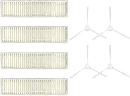 Tefal Explorer Serie 60 için 8 Adet HEPA Filtre Kiti Değiştirme/RG7447/RG7455/RG7447WH/RG7455WH Süpürge 4 HEPA Filtreler 4 Yan Fırça