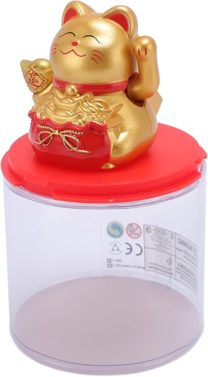 Shui şanslı Kedi güneş Enerjili Sallanan Maneki Neko Ev dükkanı Için Heykel - canlı Feng Shui Ev Kutsama Için şanslı Kedi süsü, Ofis masası - Abs Malzemesi (Şampanya)