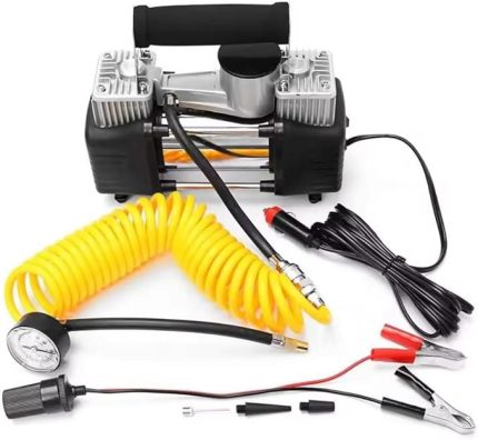 Oto Lastik Şişirme Kompresörü Hava Pompası Metal Çift Silindirli Profosyonel