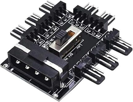 8 Port Fan Çoklayıcı Hub Y PWM Splitter ide Molex Soğutma 3 pin 4 Switch Anahtarlı 4336