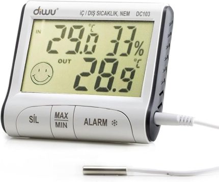 DC103 İç Dış Max-Min Prob Termometre Nem Ölçer