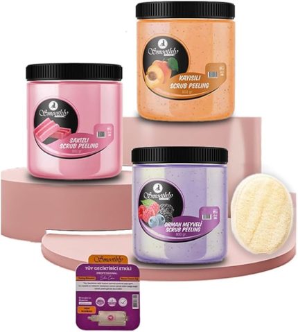 Set 800gr X 3 Adet Batık ve Çilek bacak için Peeling ve Uygulama için Doğal Kabak Lifi.