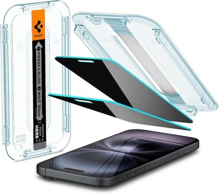 iPhone 16 Plus / 15 Plus ile uyumlu Hayalet Cam Ekran Koruyucu Kolay Kurulum GLAS.tR EZ Fit Privacy HD (2 Adet) - AGL06885